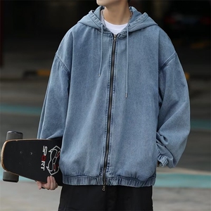 日系cityboy深色牛仔夹克男秋季新款宽松休上衣工装外套男 YJ09图片