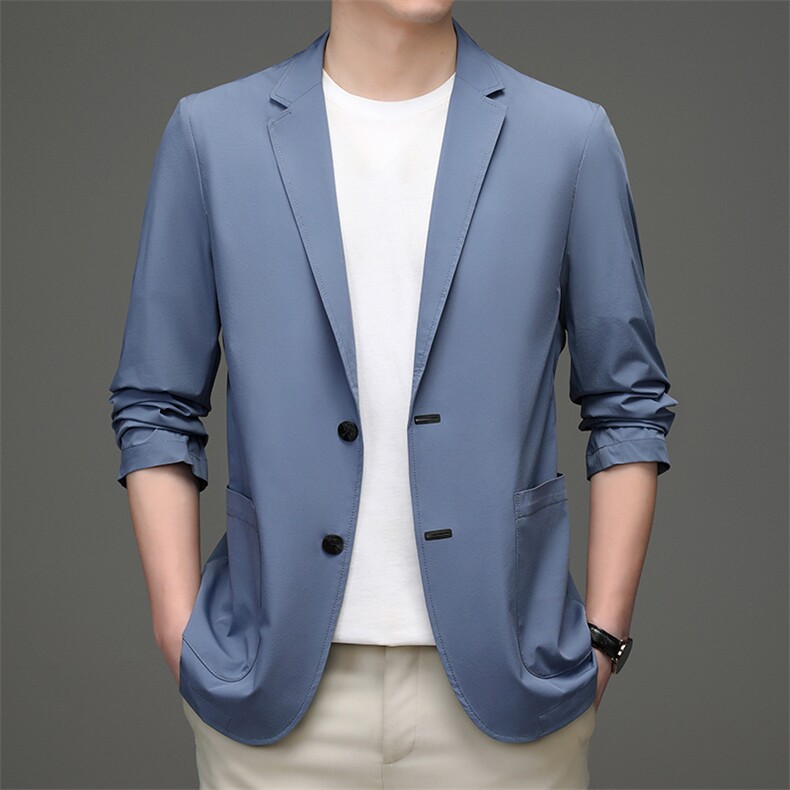 2023春夏新款男士休闲便西防晒服男装中年商务休闲单排扣西服薄款,男装西服,电商B212（原钱塘6029）