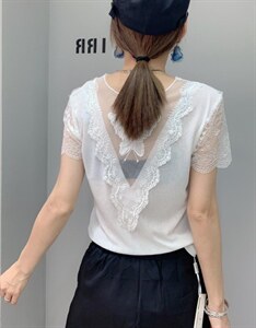 美背蝴蝶款打底短袖图片