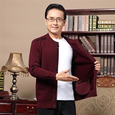 中老年人针织开衫男士爸爸春装上衣爷爷老人毛衣外套保暖春秋季，男装针织衫/毛衣，电商B212（原钱塘6029）