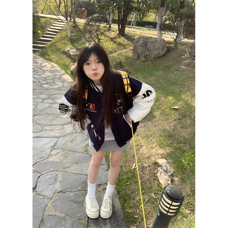 高街重磅小个子棒球服外套男女秋款潮牌宽松夹克加绒 JK167图片