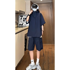 量大优供视频泡泡纱夏款连帽套装短袖短裤男CP74TZ-特p60，男装休闲套装，电商B371