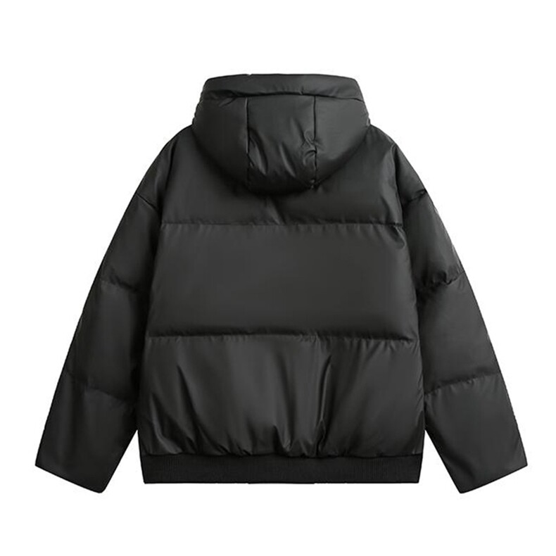 现货5W件冬季三防重磅boxy短款羽绒连帽PU皮棉衣外套防风加厚棉服,男装棉衣,电商A486