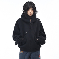 美式灰色黑色巨好看卫衣男女新款2025连帽宽松潮牌时尚ZF38P50，男装卫衣，星座1112-1