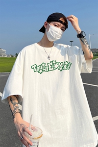 240G重磅美式印花纯棉大码宽松休闲短袖T恤 T334-P25控38图片
