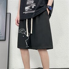 HD74166-P22华夫格短裤男大码宽松五分裤男直筒中裤，男装休闲裤，电商A040