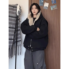 现货高品质美式高街冬季重磅硬挺短款座山雕毛领棉衣男女加厚外套，男装棉衣，电商A443