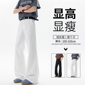 美式高街弯刀裤微喇裤子男款190cm115高个子加长直筒西裤KZ060P50图片