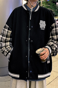 JK809 P65港风拼接棒球服百搭休闲宽松夹克外套男图片