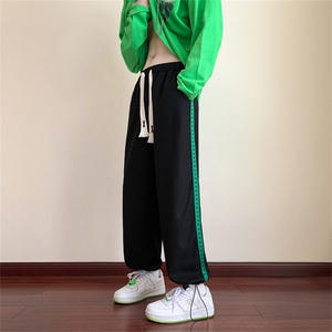 K6080/P35秋装现货华夫格休闲裤男束脚垂感阔腿裤九分裤大码男裤图片
