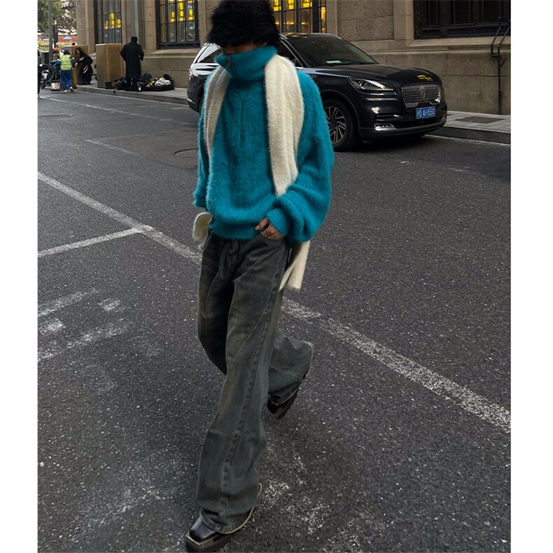 博主图不拿货牛仔裤男秋冬微喇叭cleanfit裤子-KZA32-P55,男装牛仔裤,星座1007（原301D）