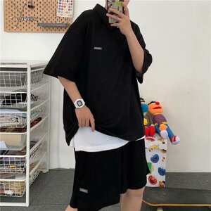 套装男短袖POLO衫上衣港风2021夏季新款五分裤潮流ins帅W808-P42图片