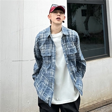 短袖衬衫男夏季新款美式复古高街衬衣小众设计感潮流上衣，男装衬衫，星座716-2