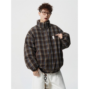706-LK0596-P118  现货 冬季男装双面穿格纹立领棉服情侣棉衣外套图片