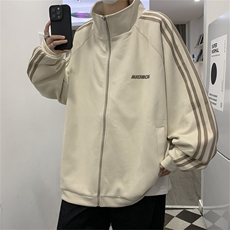 麂皮绒卫衣开衫外套潮牌男秋oversize美式复古情侣棒球服运动夹克，男装卫衣，星座512-4