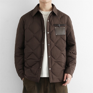 商务通勤轻薄款羽绒服男士轻便保暖衬衫式时尚翻领羽绒服外套潮