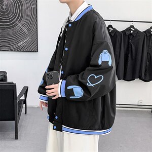 假两件外套男生夹克休闲潮牌ins春秋款男装22118-P70控98图片