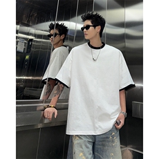 2026新款拼接设计款短袖男夏季舒适T恤男25XT77206特批25，男装T恤，电商A042