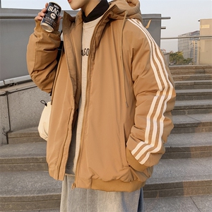 特批50 冬季新款加厚保暖条纹休闲棉衣男女情侣款潮流中性风M8912图片