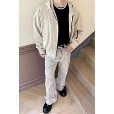 美式哈灵顿夹克男秋冬季座山雕重磅帆布外套cleanfit短款加绒棉服，男装夹克，星座603-2