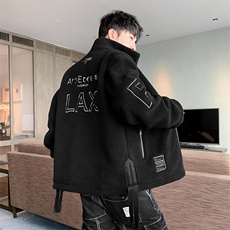 秋季羊羔毛加厚夹克男休闲连帽潮牌情侣外套M03-P115，男装棉衣，星座308B-1