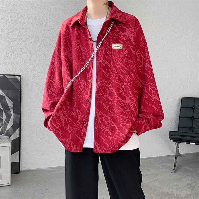 现货10059-P40 控68秋季新款百搭大码高品质衬衫男港风宽松长袖图片
