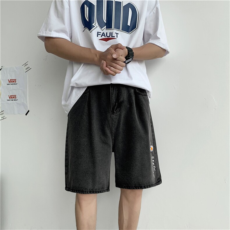 新款男简约夏季休闲牛仔裤潮流ins五分裤时尚都市印花K844-P32,男装休闲裤,星座512-2