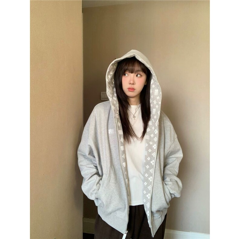 连帽开衫卫衣男女2025新款秋冬复古宽松休闲运动拉链外套WYX05,女装短外套,星座516A