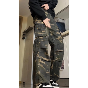 美式hiphop重磅迷彩工装裤男女宽松直筒显瘦休闲长裤潮GJ399 P65图片