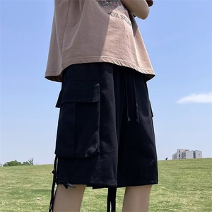 日系cityboy纯色工装短裤男女夏季新款宽松休闲五分裤子~D230-p40图片
