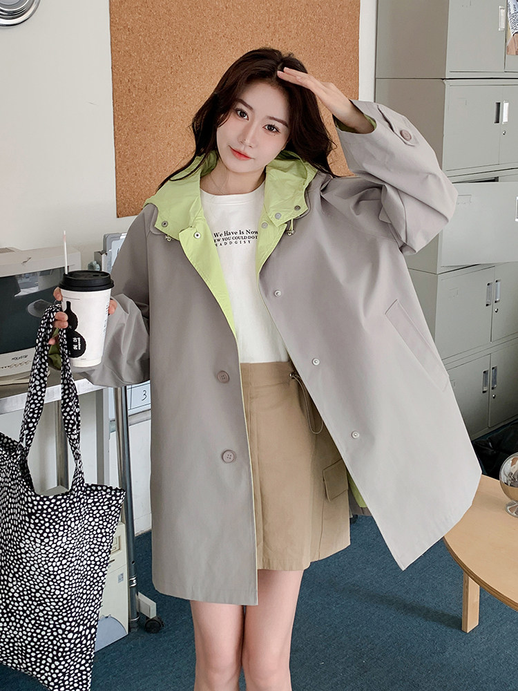 大货撞色连帽风衣外套2c309-2508-p145-k218,女装风衣,2C309