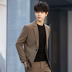 春季男百搭新款商务正装纯色修身时尚休闲西服套装8609P230控448，男装西服套装，电商A355（原A415）