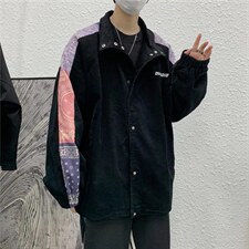 夹克外套春秋2021新款宽松腰果花拼接灯芯绒棒球服insW1826-P58，男装夹克，星座512-4