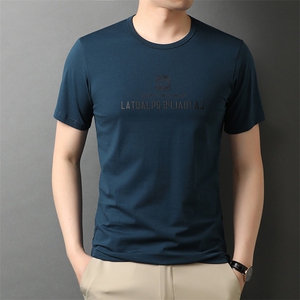 夏季2023新款短袖t恤百搭男装商务休闲潮流圆领上衣体恤衫图片