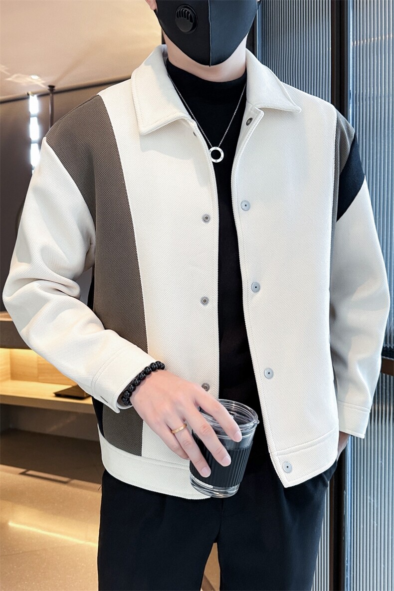 2025秋冬季社会小伙痞帅男毛呢拼接夹克外套JK28P125控168,男装夹克,电商B276A