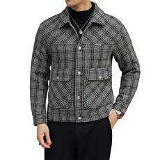 5037-P150男士格子单面呢外套加厚款高品质夹克L-5xl，男装夹克，电商A211