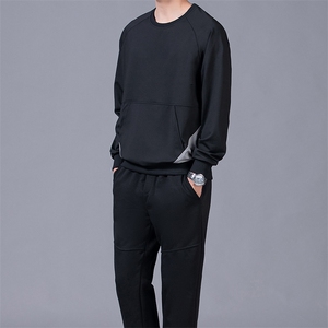 运动套装中年男士2023春季套头衫卫衣长裤卫裤休闲服装跑步两件套图片