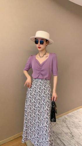 【现货】夏季新款显瘦V领两件套碎花裙，女装，东洋天堂之花