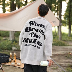 美式渐变纱刺绣字母条纹毛衣男圆领宽松慵懒风秋冬针织衫男，男装针织衫/毛衣，星座716-3