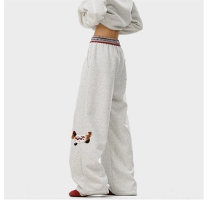 美式重磅趣味腊肠狗卫裤男女秋季潮牌加厚休闲裤腰头设计感运动裤图片