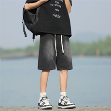 夏季男款高品质抖音质量牛仔抽绳短裤DK8048p40，男装牛仔裤，星座1013