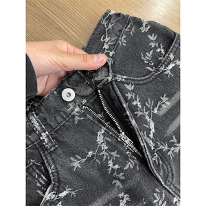 B221美式ins高街提花宽松微喇加绒牛仔裤 LK24225-特P58控88图片