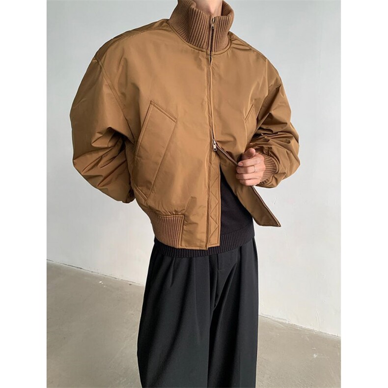 现货26春装美拉德立领飞行夹克纯色复古廓形高街棒球服外套,男装夹克,电商A486