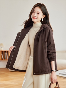 现货2025冬装新款加绒加厚休闲精品女装棉衣棉服派克服图片