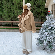 【现货】2025年冬季新款麂皮绒复合羊羔毛外套2565款P205-K278，女装羊羔毛/颗粒绒，浙宝301