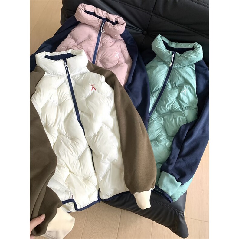 网图冬季新款菱格立领拼色保暖棉衣外套男女同款WT52特P118,男装棉衣,电商C310