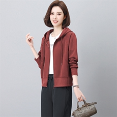 开衫卫衣女2025年春秋新款大码时尚洋气中年妈妈短款连帽休闲外套，女装卫衣/绒衫，璐依舞