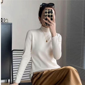 秋冬季简约休闲百搭修身显瘦纯色保暖内搭打底衫针织衫图片