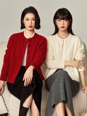 秋冬新款女圆领外搭纯色韩版毛衣外套显瘦开衫，女装羊绒衫，澳霖羊绒