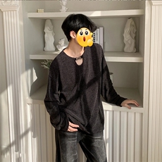 (网图慎用）320g重磅肌理感锁链大码长袖T恤男T24517-特P42控79，男装T恤，电商A001
